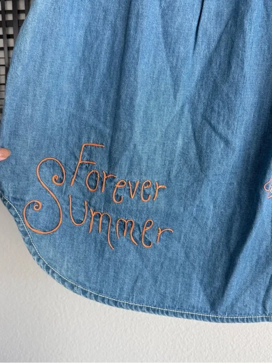 RARE SAMPLE Anthropologie Pilcro sample embroidered denim button down shirt - Picture 4 of 6